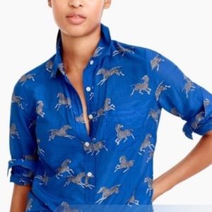 J.Crew Zebra Print Popover Shirt Sz 2